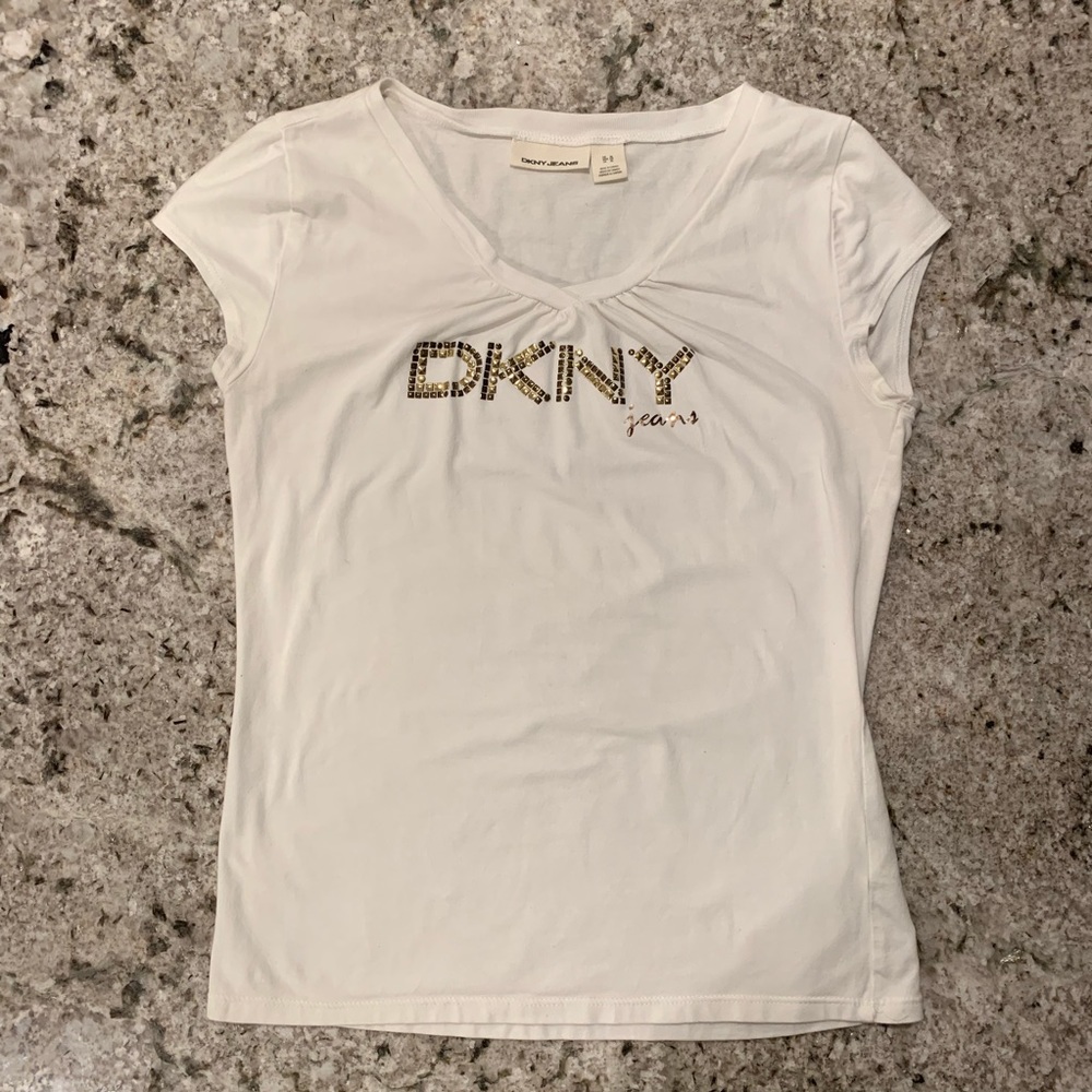 DKNY Jeans Tee Shirt With Cap sleep and Gold Name